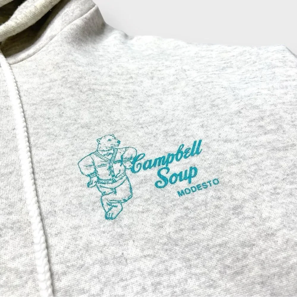 Vtg Hanes Campbell Soup Modesto CA Heathered Hoodie Sweatshirt, 2XL 50/50 - Picture 2 of 4